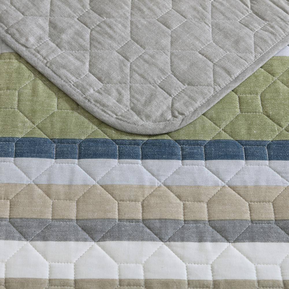 Gray and Beige Cotton Twin Reversible Quilt Set