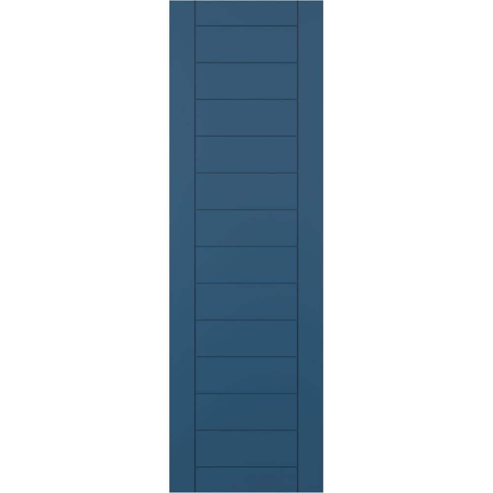 15 in. x 47 in. PVC Horizontal Slat Framed Modern Style Fixed Mount Board and Batten Shutters Pair in Sojourn Blue price history on PriceWatchPro