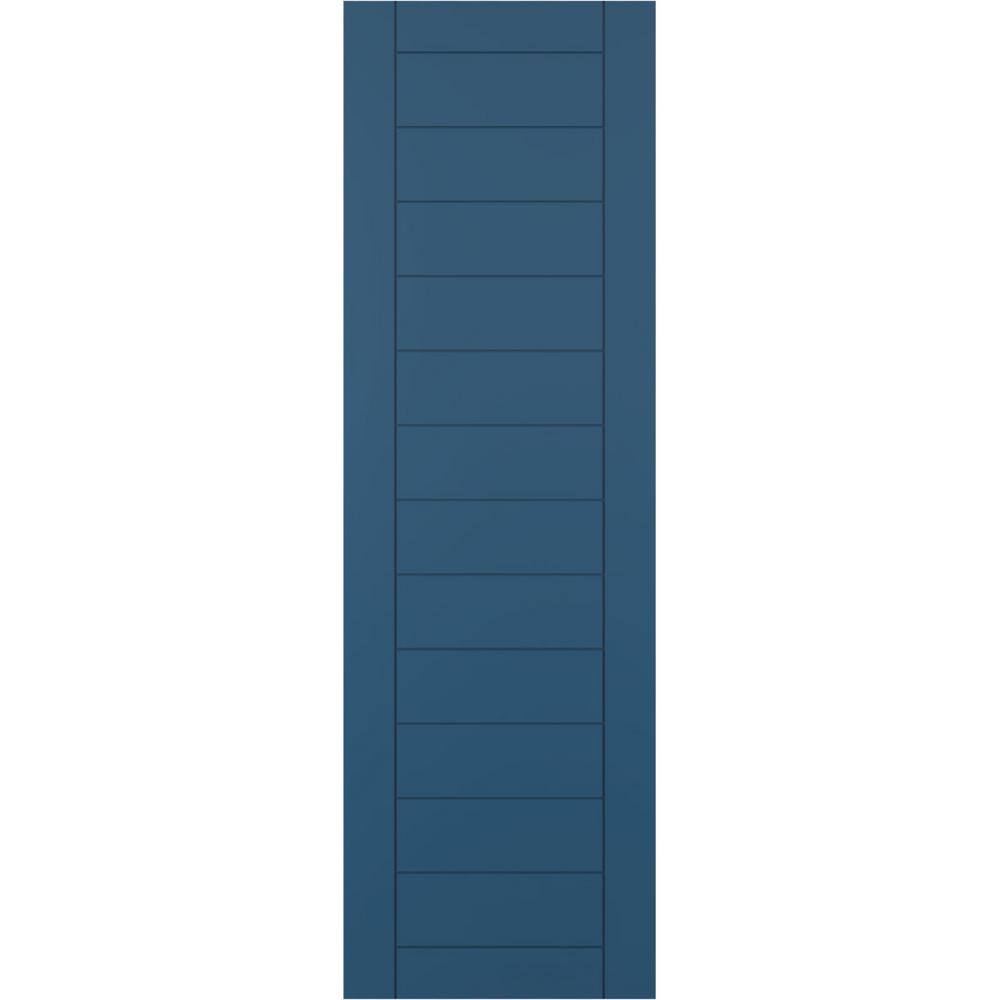 15 in. x 58 in. PVC Horizontal Slat Framed Modern Style Fixed Mount Board and Batten Shutters Pair in Sojourn Blue price history on PriceWatchPro