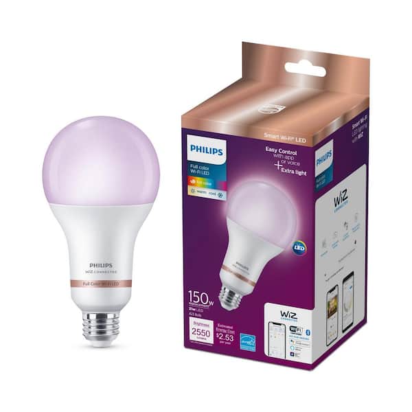 150-Watt Equivalent A23 LED Smart Wi-Fi Color Changing 2200-6500 (K) Light Bulb Powered by WiZ with Bluetooth (1-Pack)