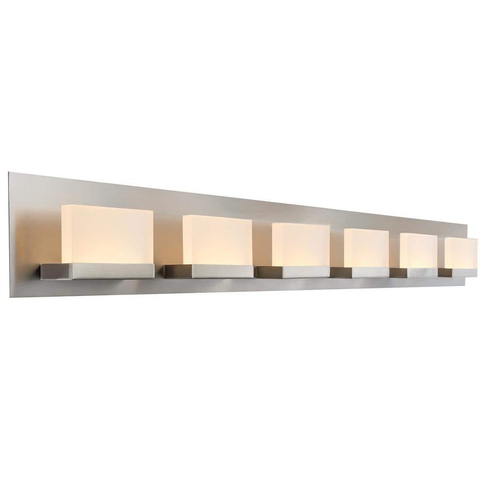 Everett 48" Brushed Nickel LED Bathroom Vanity Light with Frosted Acrylic Shade
