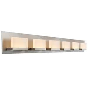 Everett Brushed Nickel Modern Bathroom Light with Frosted Shade