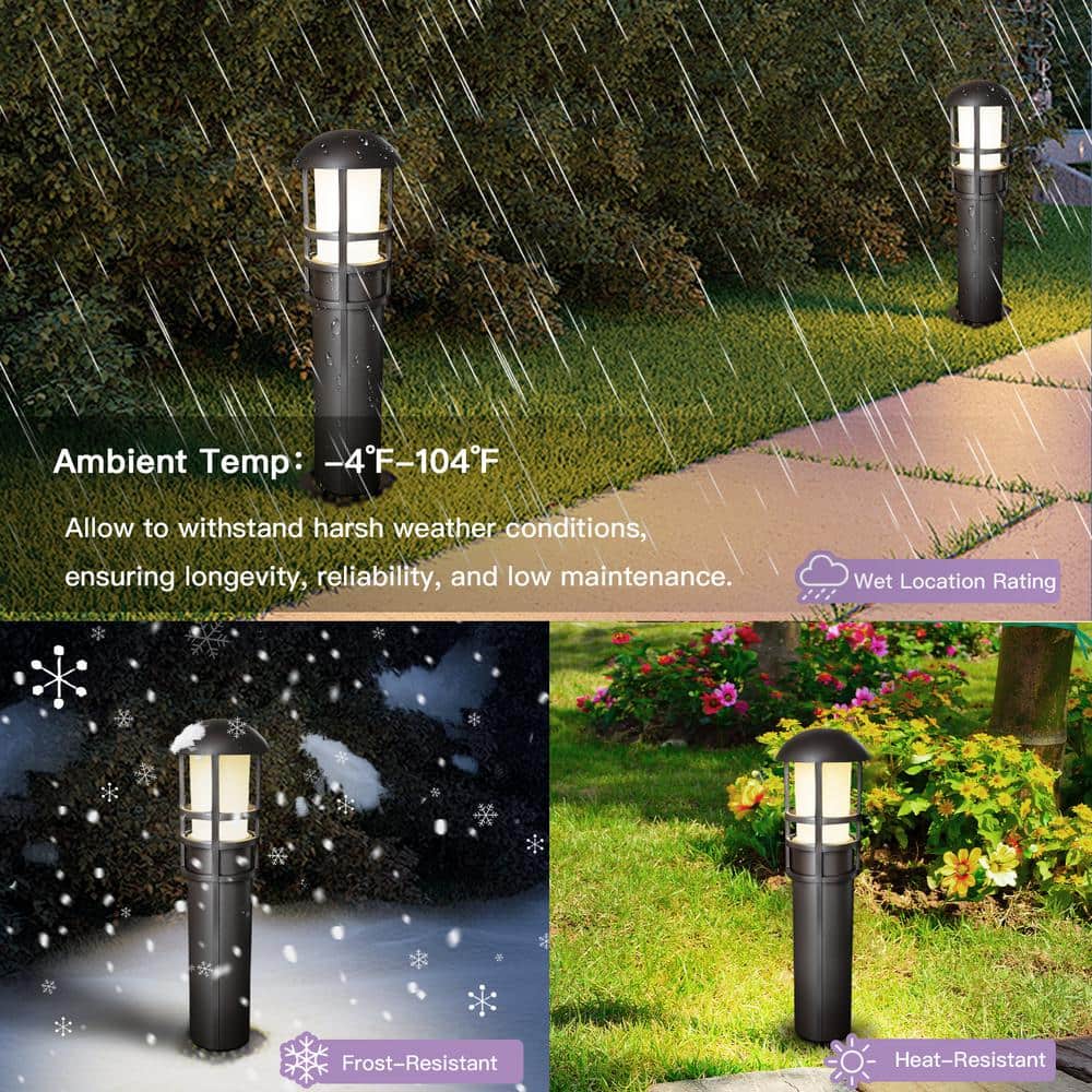 Bronze Aluminum LED Pathway Lights with Clear Glass Lens, 4-Pack