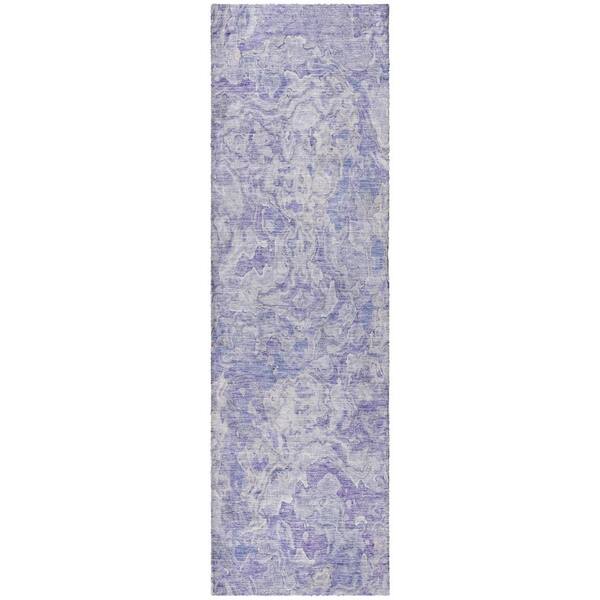 Dream Shag Premium Machine Washable Abstract ADS829 Plum 2 ft. x 7 ft. Runner Rug