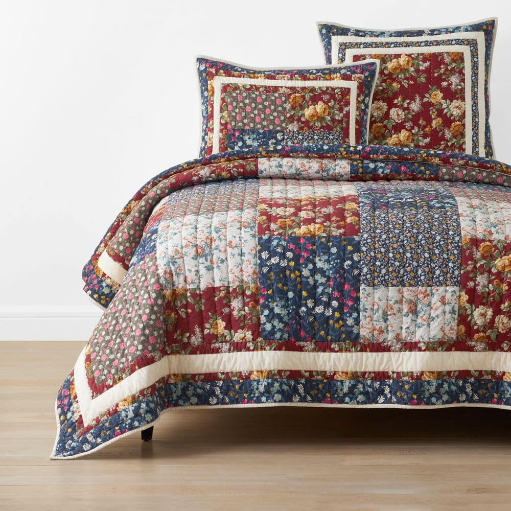 Company Cotton Aahana Patchwork Navy Full/Queen Cotton Quilt