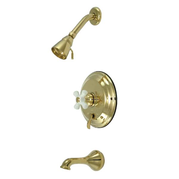 Kingston Brass Restoration Single Handle 1-Spray Tub and Shower Faucet 2 GPM with Corrosion Resistant in. Polished Brass