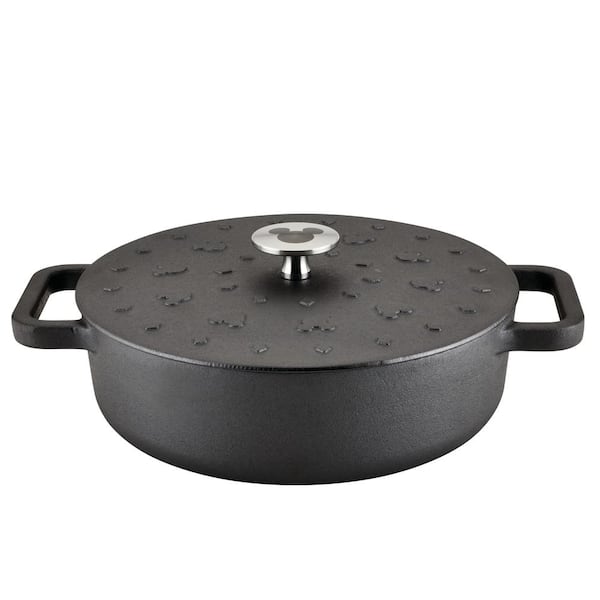 Unbranded Disney 3 Quart Round Cast Iron Shallow Casserole, Black