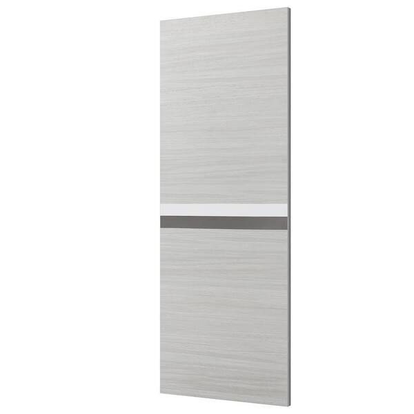 Unbranded 32 in. x 84 in. Solid MDF Core Gray Melamine Finished MDF Sliding Barn Door with Hardware Kit
