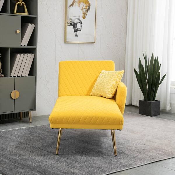 yellow velvet chaise lounge