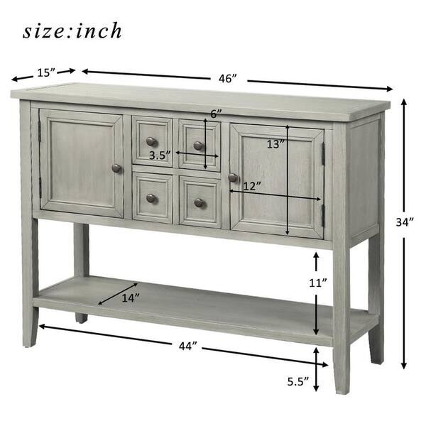 Eer Cambridge 46 In Antique Gray Standard Rectangle Wood Console Table Buffet Sideboard With Bottom Shelf Wf190263aae Eer Cambridge 46 In Antique Gray, What Is The Standard Size Of A Buffet Table