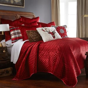 LEVTEX HOME Red Velvet 3-Piece Microfiber Full/Queen Quilt Set