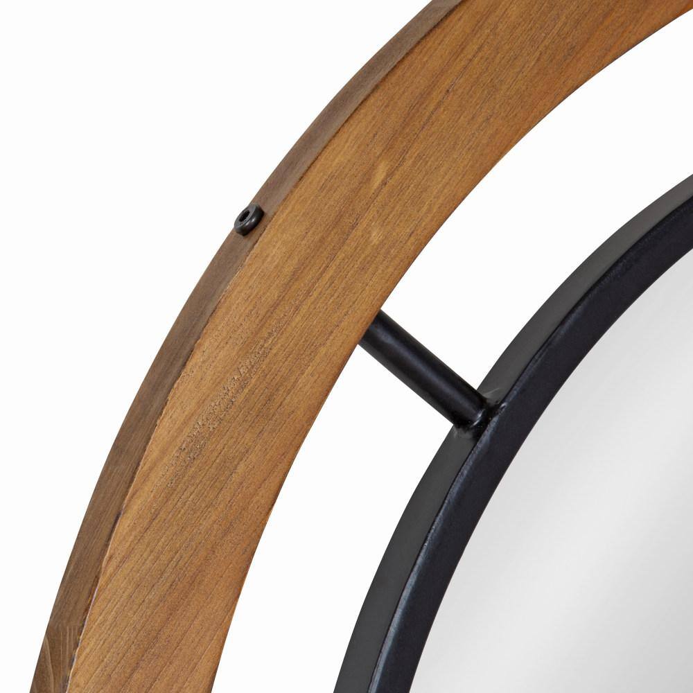 Rustic Brown Round Wood Bathroom Vanity Mirror