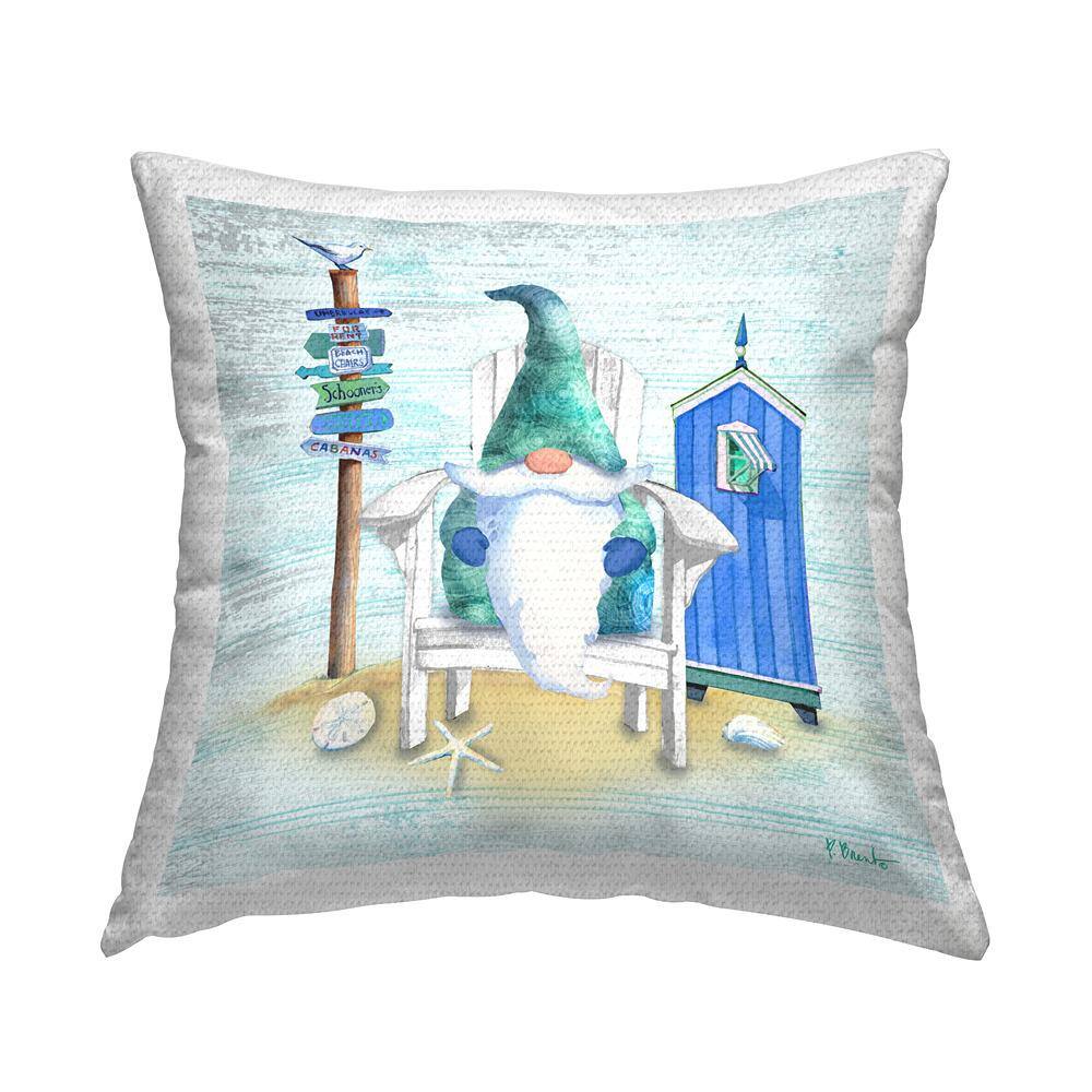 Nautical Gnome Happy Coastal Beach Scene Blue Square Outdoor Throw Pillow price history on PriceWatchPro