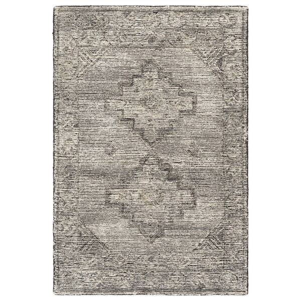 Kenya 4 ft. x 6 ft. Ivory/Charcoal Tribal Area Rug