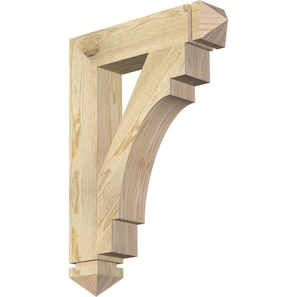 Ekena Millwork 4 in. x 28 in. x 20 in. Douglas Fir Merced Arts and Crafts Rough Sawn Bracket