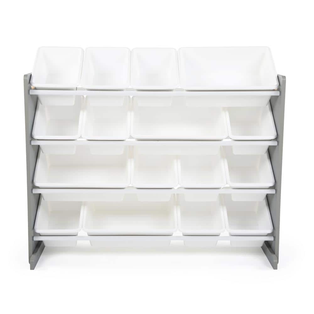 Extra Large Gray and White Kids Toy Storage Organizer with 16 Bins