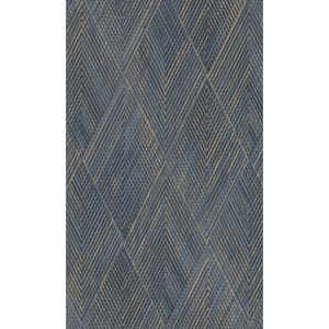 Blue, Gold Playful Textured Geometric Printed Non-Woven Paper Nonpasted Textured Wallpaper 57 Sq. Ft.