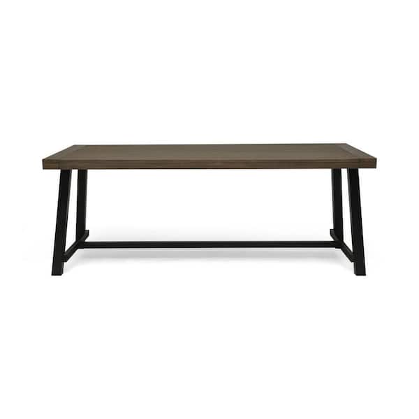 Anky Grey+Black Rectangle Wood 30 in. H Outdoor Dining Table