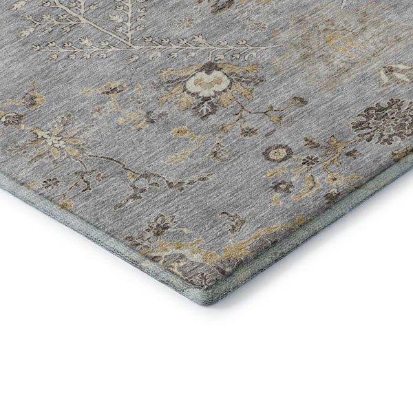 Mayfield Premium Machine Washable Abstract AMF1156 Gray 3 ft. x 5 ft. Area Rug