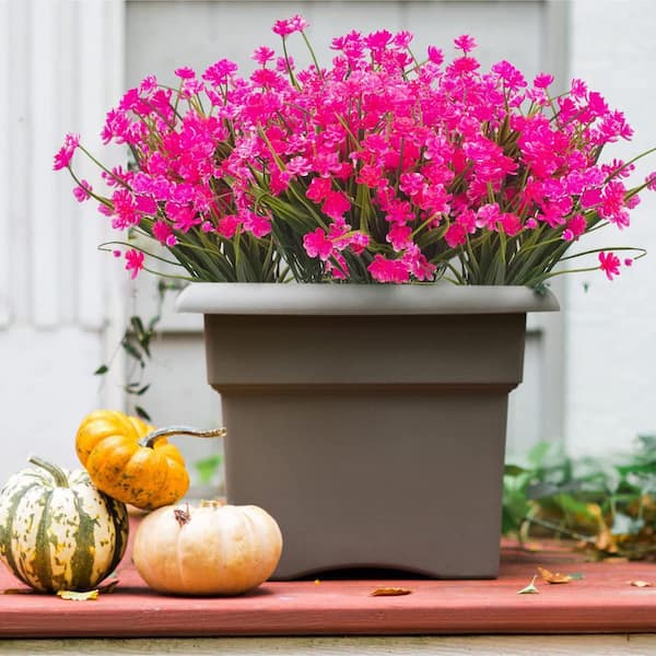 Unbranded 14 in. Pink Outdoor Artificial Flowers 20 Bundles