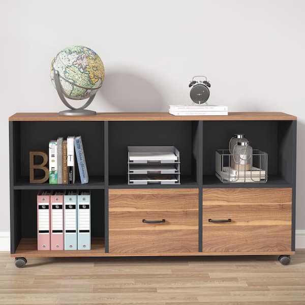 BYBLIGHT Atencio 2-Drawer Brown and Black Wood 47.2 in. W Lateral