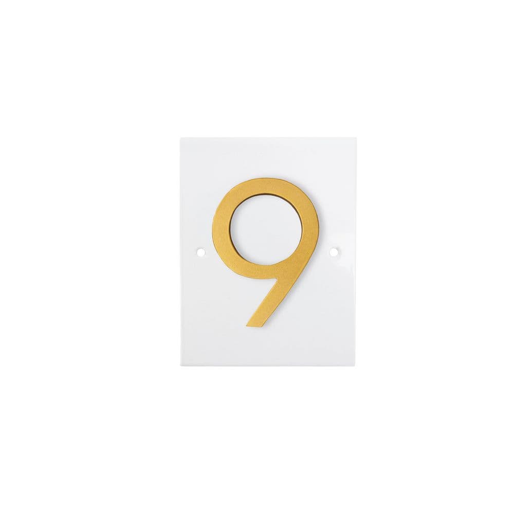 "Horizontal Floating Modern Address Plaque (4"" Numbers-1 Character)-White/Gold" price history on PriceWatchPro