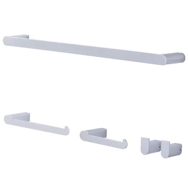 Modern Stainless Steel Bathroom Hardware 5-Piece Bath Hardware Set Rounded Corner in Brushed Nickel