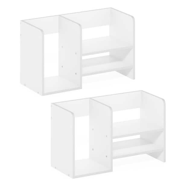 White 15.8 in. x 9.3 in. Wood Modern Desk Organizer Shelf, Set of 2