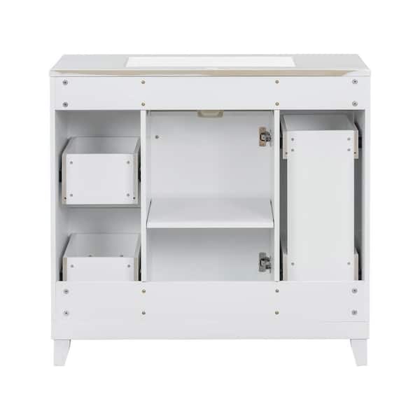 おゆ　36サイズ Ziyudura 36 in. Single Sink Freestanding White Bath Vanity with