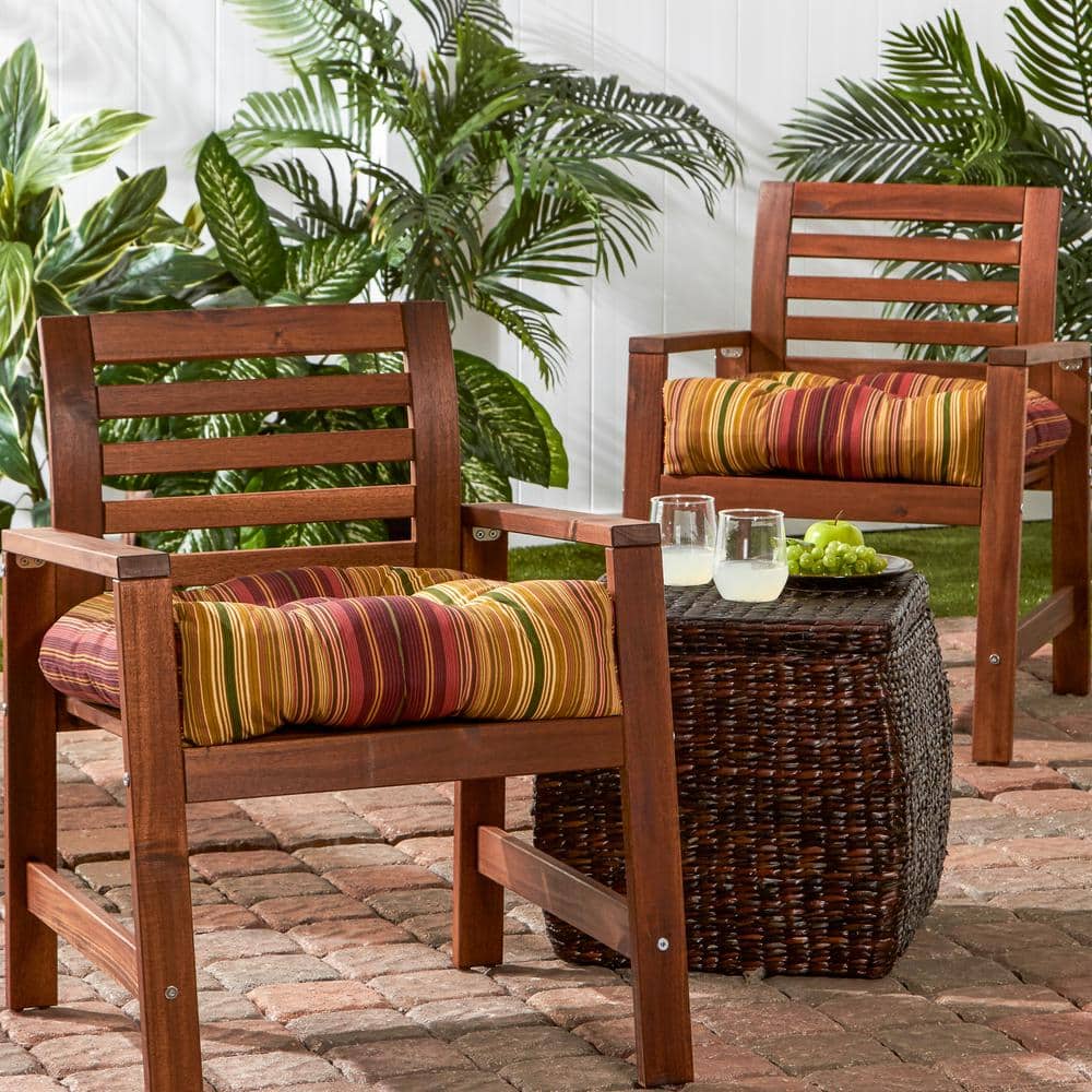 Kinnabari Stripe 20" Multicolor Polyester Outdoor Dining Chair Cushions