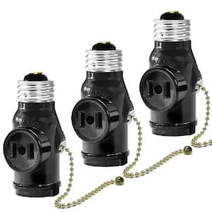 3pcs E26 Light Socket To Plug Adapter, UL Listed Adapter, Pull Chain Switch Control Light Bulb