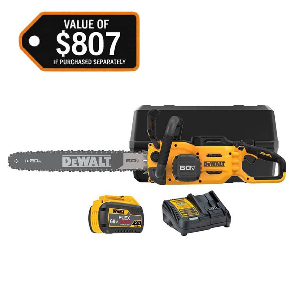 FLEXVOLT 60V MAX 20 in. Brushless Electric Cordless Chainsaw Kit and Carry Case with (1) FLEXVOLT 4 Ah Battery & Charger