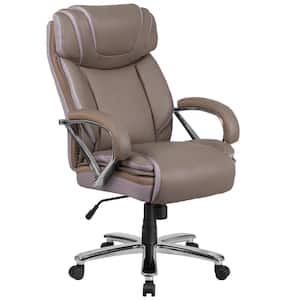 Faux Leather Swivel Office Chair in Taupe