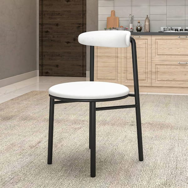 Leisuremod Lume Series White Modern Dining Chair Upholstered in Polyester with Powder Coated Steel Legs