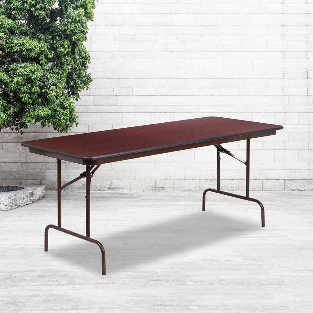 Floyd 72 in.L Rectangle Mahogany Wood Top Folding Banquet Tables