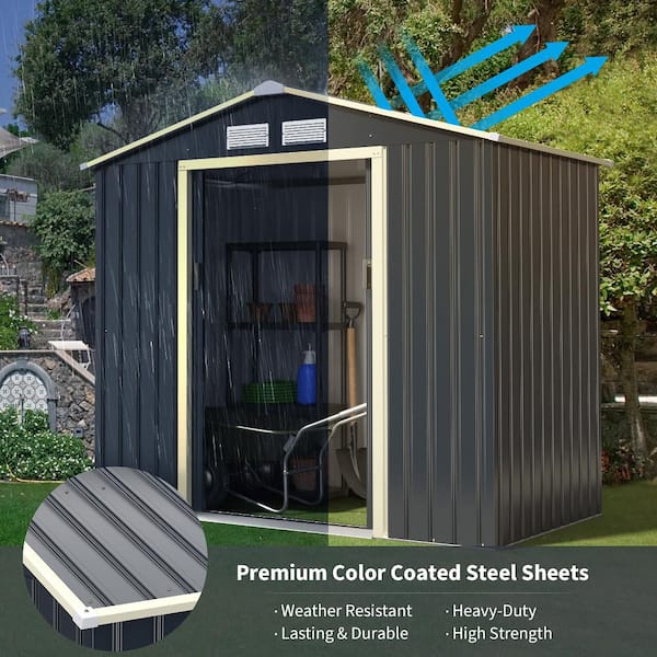 Costway 7 ft. W x 3.8 ft. D Metal Shed With 25.6 sq. ft
