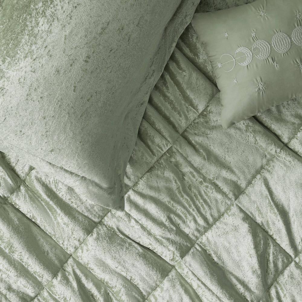 Green Velvet Twin/Twin XL Duvet Cover Set with Decorative Pillow