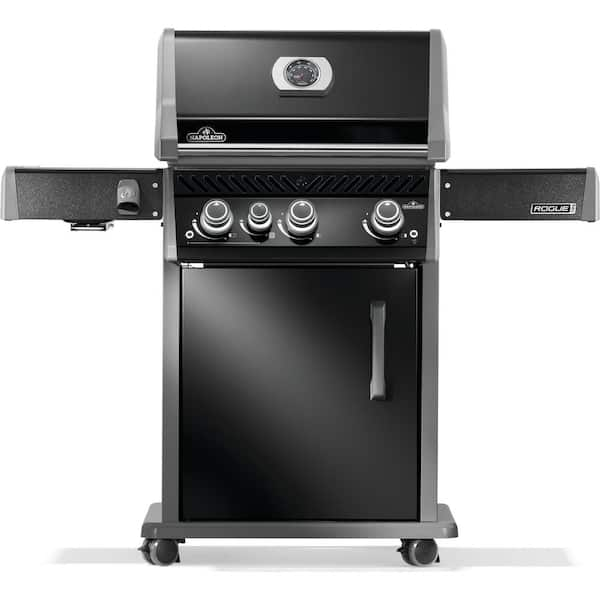 Rogue PRO 425 4-Burner Natural Gas Grill in Black with Infrared Side Burner and Cast Iron Cooking Grids