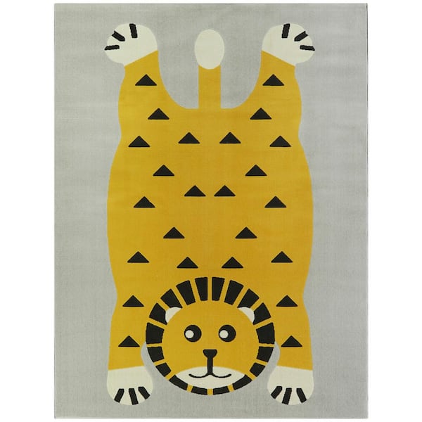 BALTA Little Lion Yellow 5 ft. x 7 ft. Kids Area Rug