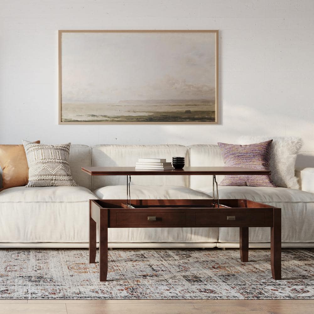 Russet Brown Solid Wood Lift-Top Coffee Table with Storage