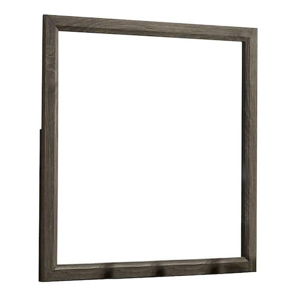 Benjara 46 in. W x 43 in. H Wooden Frame Gray Wall Mirror