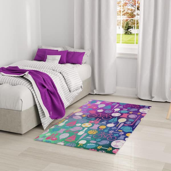 Imagination Purple 4 ft. x 5 ft. Graphic Contemporary Area Rug