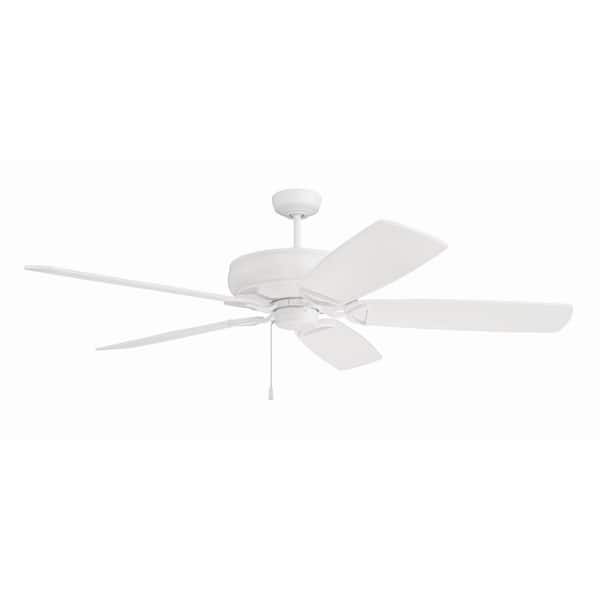 CRAFTMADE Supreme Air Plus 62 in. Indoor/Outdoor Dual Mount 4-Speed Reversible DC Motor Ceiling Fan in Matte White Finish