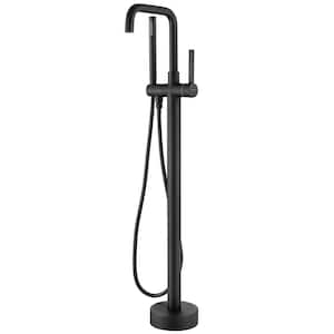Delara Single-Handle Freestanding Tub Faucet with Hand Shower in Matte Black