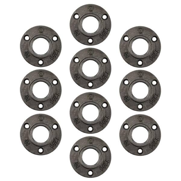 Ironwerks Designs Black Metal Pipe Floor Flange - 1/2 Inch, 3-Hole, 12 Pack, B07NYBB31K