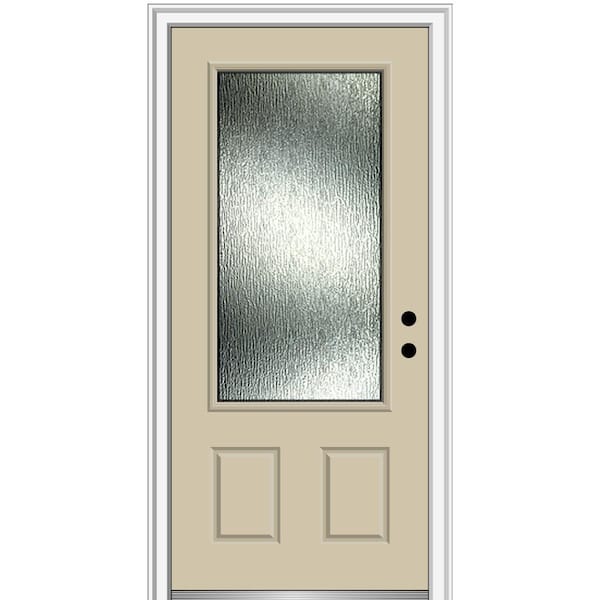 MMI Door Rain Glass 36 in. x 80 in. Left-Hand Inswing 3/4 Lite 2-Panel Painted Wicker Prehung Front Door on 4-9/16 in. Frame