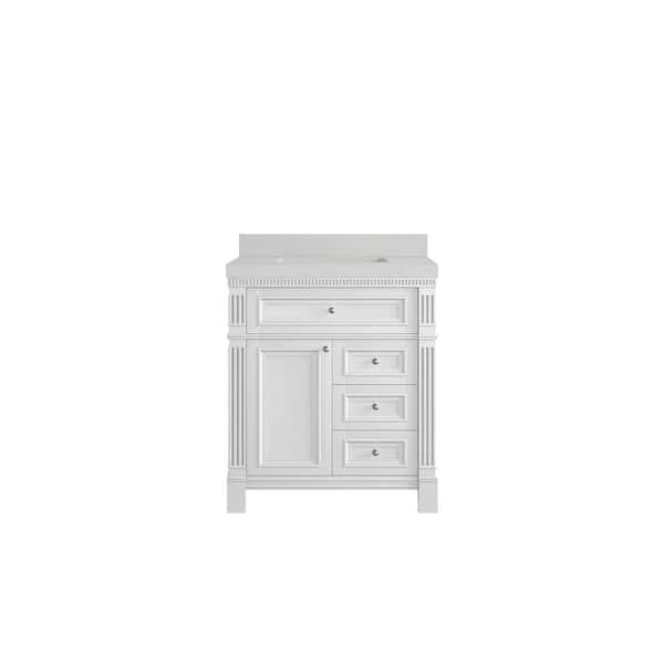 Willow Collections Paris 30 in. Single Sink Freestanding White Bath Vanity with Carrara Qt. Top Unassembled