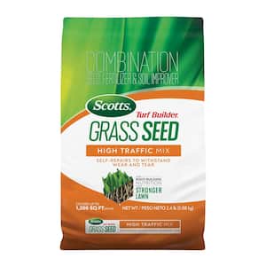 Turf Builder 2.4 lbs. Grass Seed High Traffic Mix with Fertilizer and Soil Improver Self-Repairs