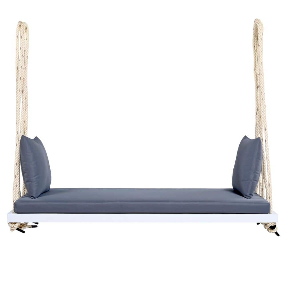 2-Person Wood Porch Swing with Cushion and Pillows and Hemp Ropes for Garden, Backyard price history on PriceWatchPro