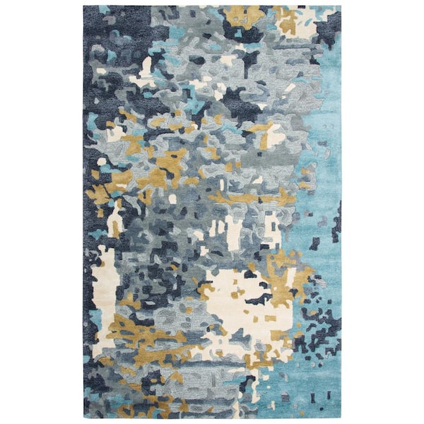 Unbranded Lapis Gray/Blue 10 ft. x 13 ft. Abstract Area Rug
